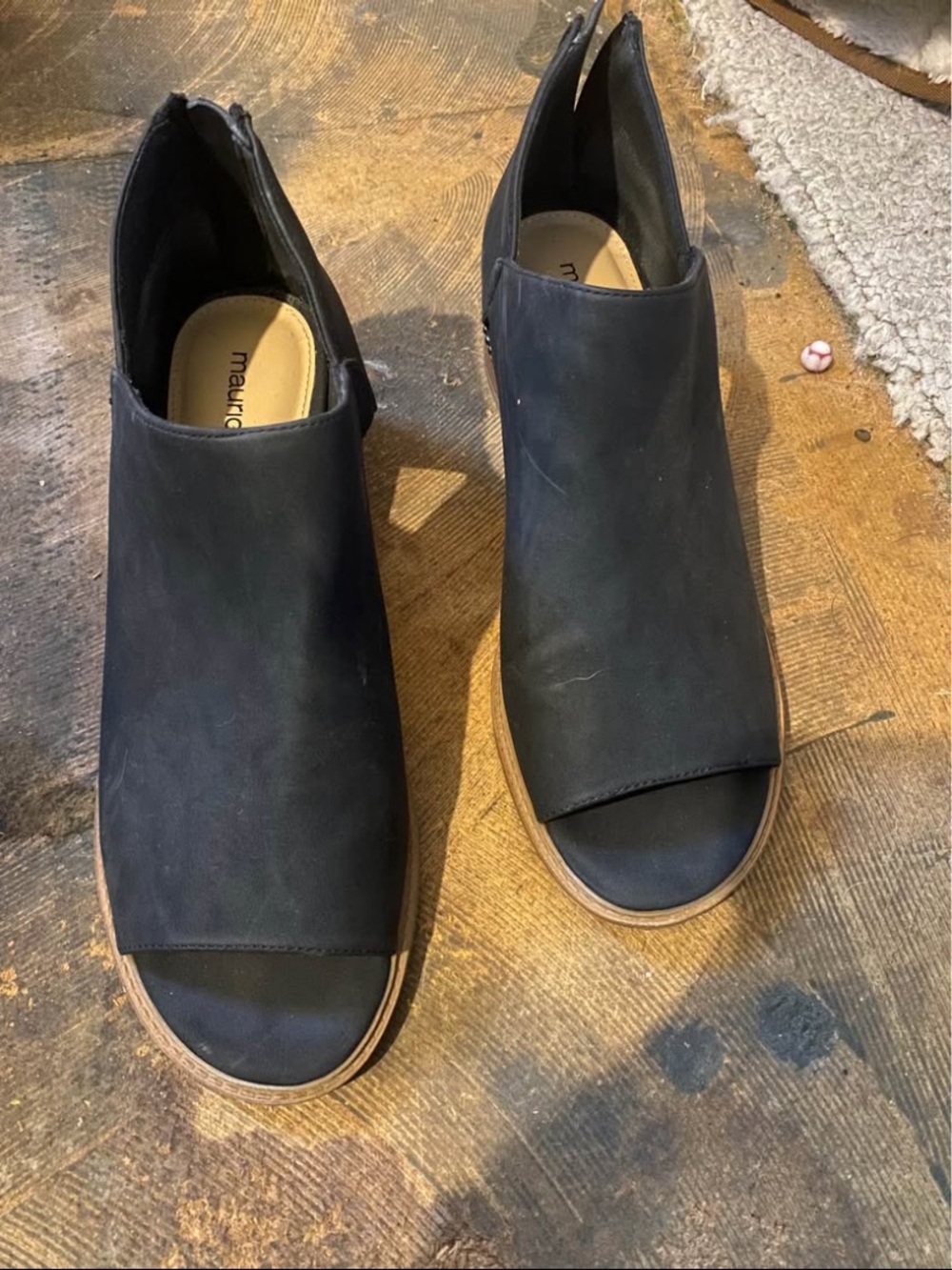 Maurices Black Peep-Toe Wedge Ankle Sandals